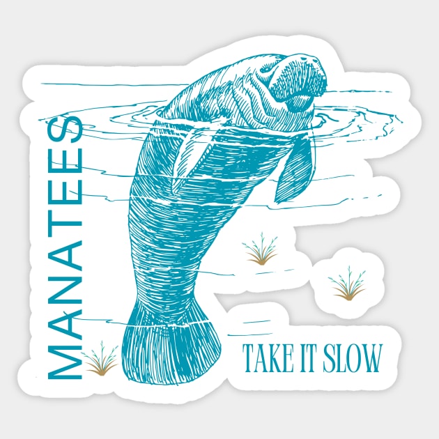 Manatees Take it Slow Sticker by NatureDzines